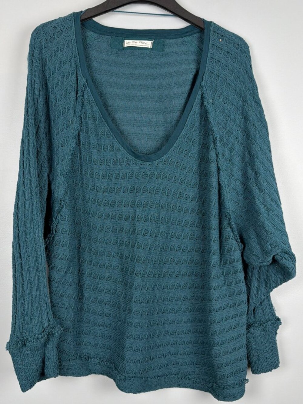 Free People We The Free Thiens Hacci Top Women L Teal Lightweight Sweater Beach